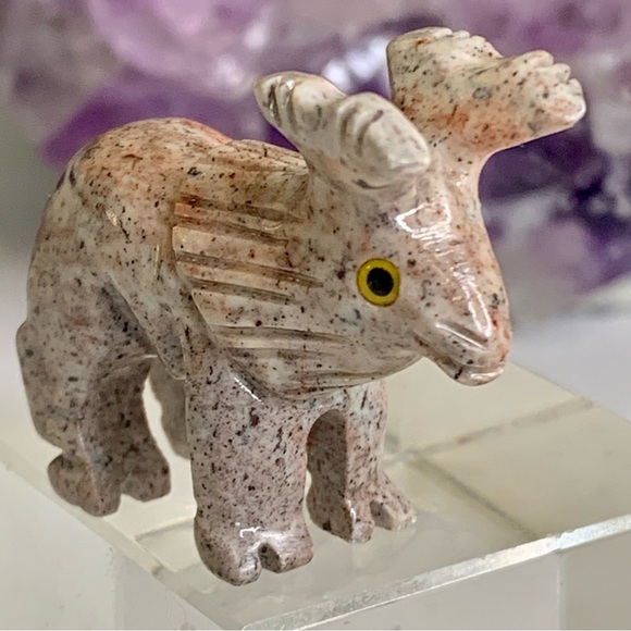 MOOSE Soapstone Figurine MINI Carved Stone Healing Crystal Animal Carving 1.5" - Picture 4 of 10